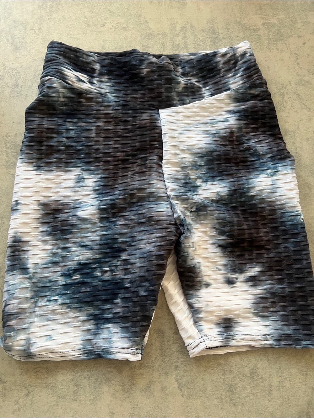 SHEIN Tie-Dye Textured Bike Shorts in Black and White